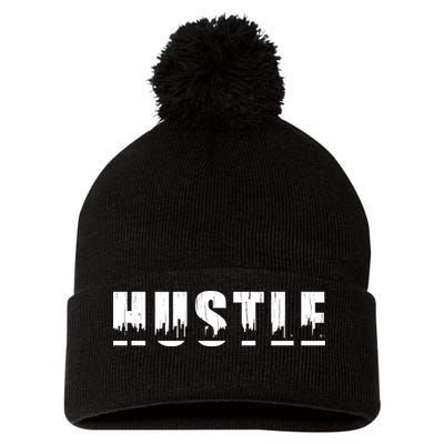 Hustle City Logo Pom Pom 12in Knit Beanie