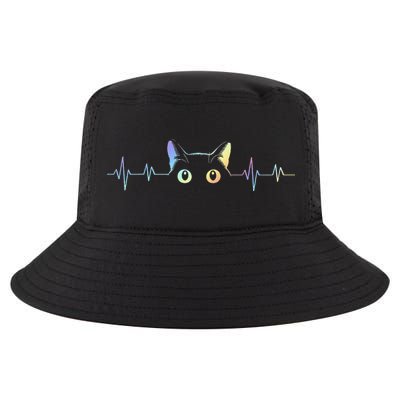 Heartbeat Cat Lover Animal Silhouette Cute Cat Cool Comfort Performance Bucket Hat