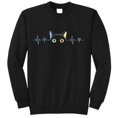 Heartbeat Cat Lover Animal Silhouette Cute Cat Sweatshirt