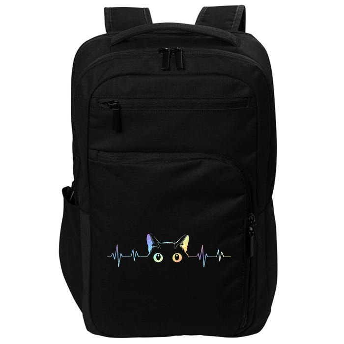 Heartbeat Cat Lover Animal Silhouette Cute Cat Impact Tech Backpack