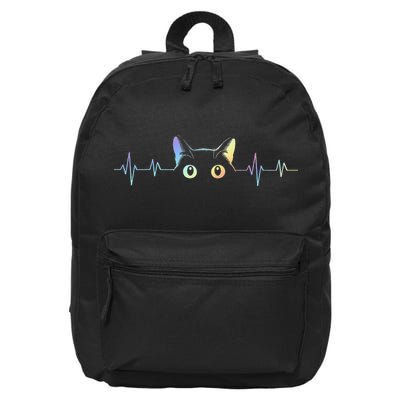 Heartbeat Cat Lover Animal Silhouette Cute Cat 16 in Basic Backpack