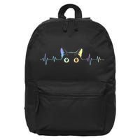Heartbeat Cat Lover Animal Silhouette Cute Cat 16 in Basic Backpack