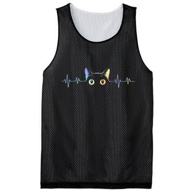 Heartbeat Cat Lover Animal Silhouette Cute Cat Mesh Reversible Basketball Jersey Tank
