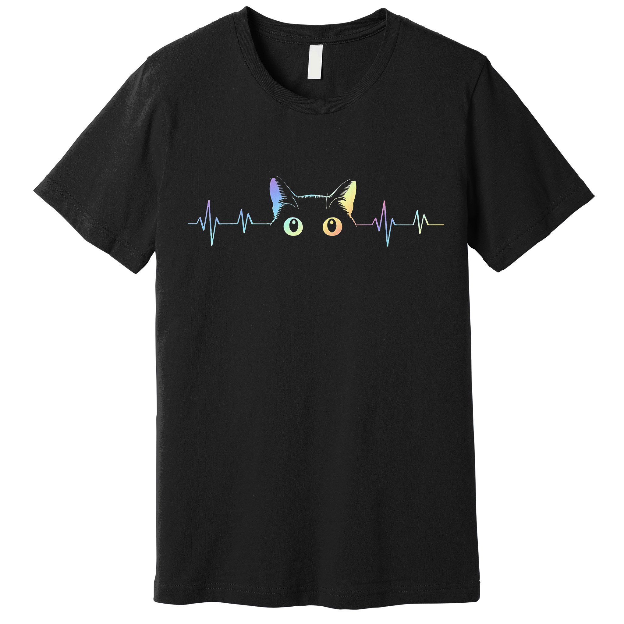 Heartbeat Cat Lover Animal Silhouette Cute Cat Premium T-Shirt