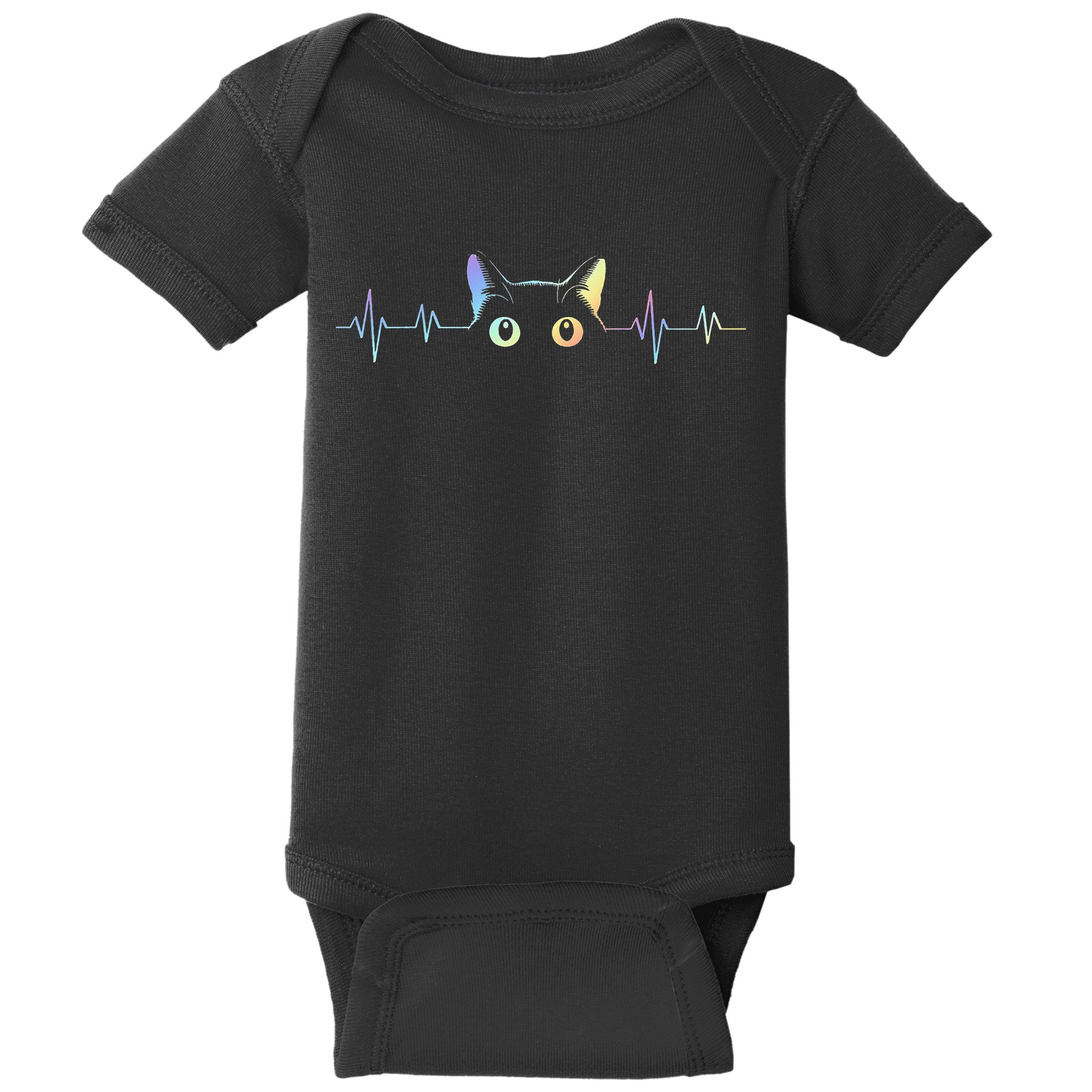 Heartbeat Cat Lover Animal Silhouette Cute Cat Baby Bodysuit