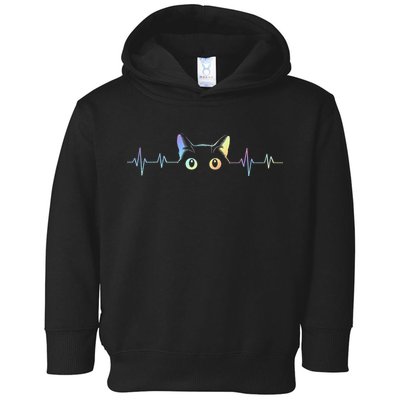 Heartbeat Cat Lover Animal Silhouette Cute Cat Toddler Hoodie