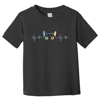 Heartbeat Cat Lover Animal Silhouette Cute Cat Toddler T-Shirt