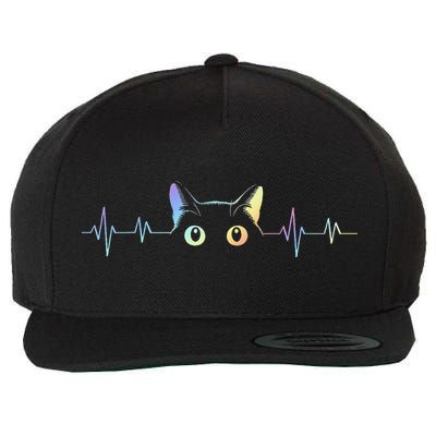 Heartbeat Cat Lover Animal Silhouette Cute Cat Wool Snapback Cap