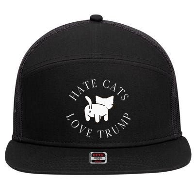 Hate Cats Love Trump Vote Trump 2024 7 Panel Mesh Trucker Snapback Hat