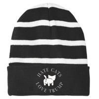 Hate Cats Love Trump Vote Trump 2024 Striped Beanie with Solid Band