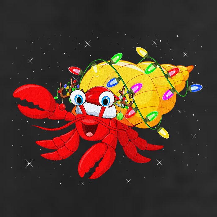 Hermit Crab Lover Xmas Lighting Santa Hermit Crab Christmas 7 Panel Mesh Trucker Snapback Hat