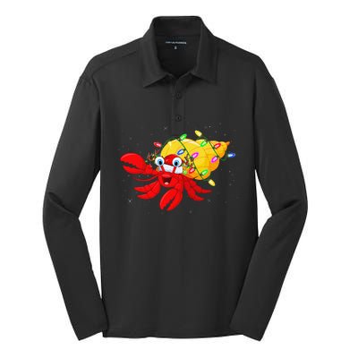 Hermit Crab Lover Xmas Lighting Santa Hermit Crab Christmas Silk Touch Performance Long Sleeve Polo