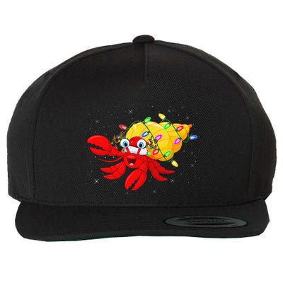 Hermit Crab Lover Xmas Lighting Santa Hermit Crab Christmas Wool Snapback Cap