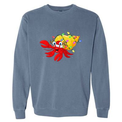 Hermit Crab Lover Xmas Lighting Santa Hermit Crab Christmas Garment-Dyed Sweatshirt