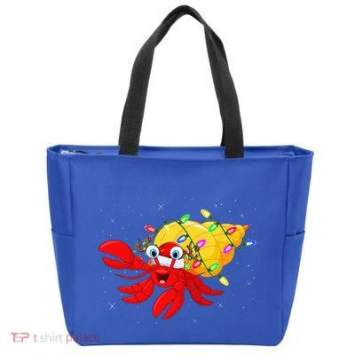 Hermit Crab Lover Xmas Lighting Santa Hermit Crab Christmas Zip Tote Bag