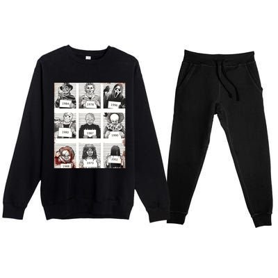 Halloween Creepy Legends Killer Mugshots Horror Fan Gifts Premium Crewneck Sweatsuit Set