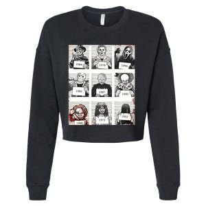 Halloween Creepy Legends Killer Mugshots Horror Fan Gifts Cropped Pullover Crew