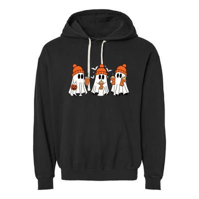 Halloween Coffee Lover Ghost Garment-Dyed Fleece Hoodie