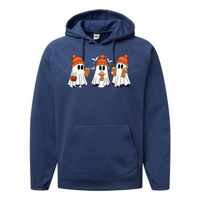 Halloween Coffee Lover Ghost Performance Fleece Hoodie