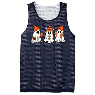 Halloween Coffee Lover Ghost Mesh Reversible Basketball Jersey Tank