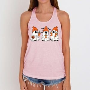 Halloween Coffee Lover Ghost Women's Knotted Racerback Tank