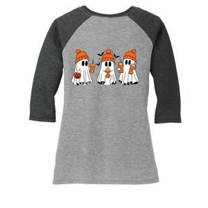 Halloween Coffee Lover Ghost Women's Tri-Blend 3/4-Sleeve Raglan Shirt