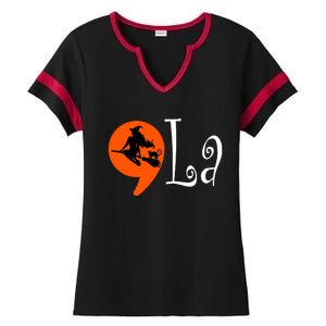 Halloween Comma La Kamala Harris 2024 Presidential Campaign Ladies Halftime Notch Neck Tee