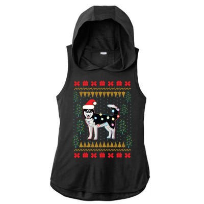 Huskyuglysweater Christmas Lights Cute Gift Ladies PosiCharge Tri-Blend Wicking Draft Hoodie Tank