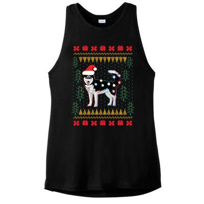 Huskyuglysweater Christmas Lights Cute Gift Ladies PosiCharge Tri-Blend Wicking Tank