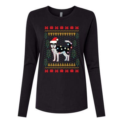 Huskyuglysweater Christmas Lights Cute Gift Womens Cotton Relaxed Long Sleeve T-Shirt