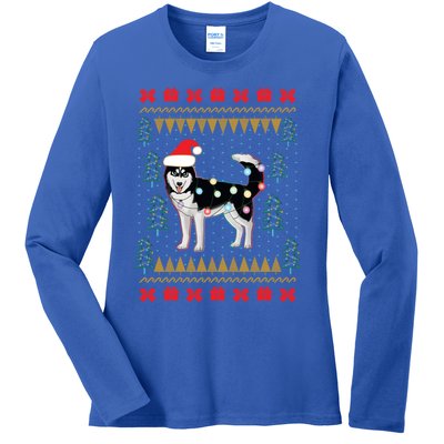 Huskyuglysweater Christmas Lights Cute Gift Ladies Long Sleeve Shirt