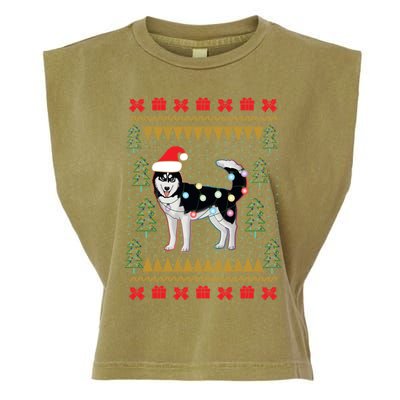 Huskyuglysweater Christmas Lights Cute Gift Garment-Dyed Women's Muscle Tee