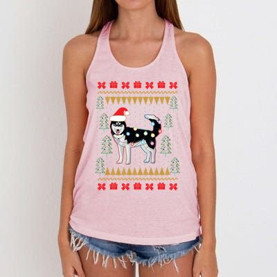 Huskyuglysweater Christmas Lights Cute Gift Women's Knotted Racerback Tank