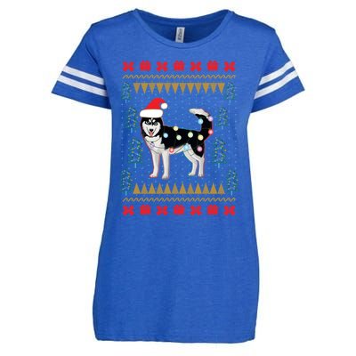 Huskyuglysweater Christmas Lights Cute Gift Enza Ladies Jersey Football T-Shirt