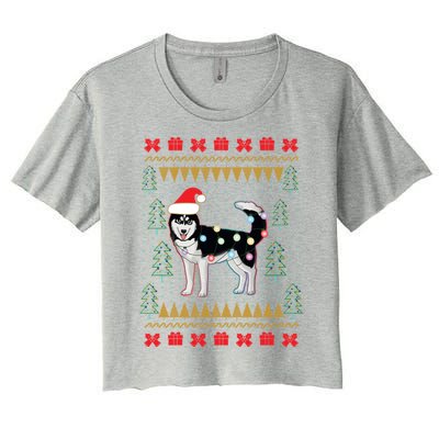 Huskyuglysweater Christmas Lights Cute Gift Women's Crop Top Tee