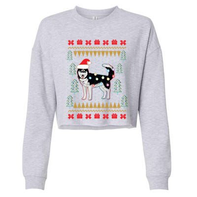 Huskyuglysweater Christmas Lights Cute Gift Cropped Pullover Crew