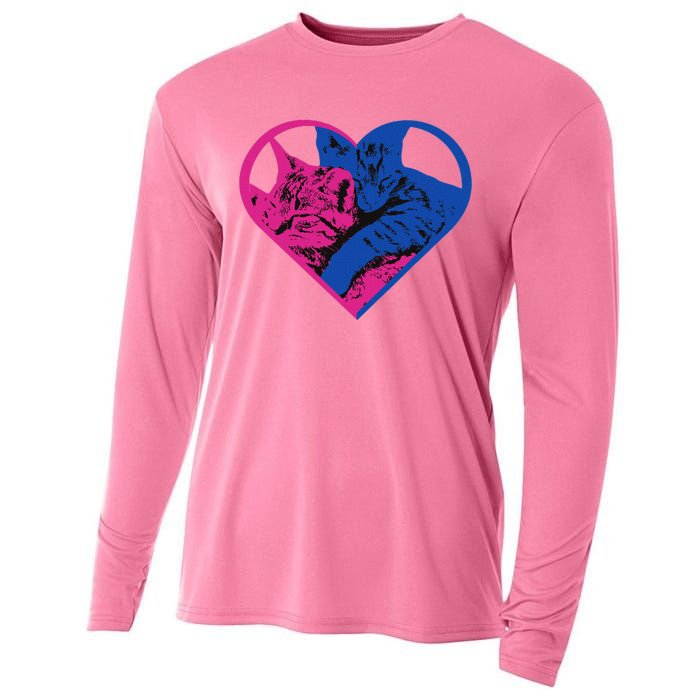 Heart Cat Lovers Tv Cooling Performance Long Sleeve Crew