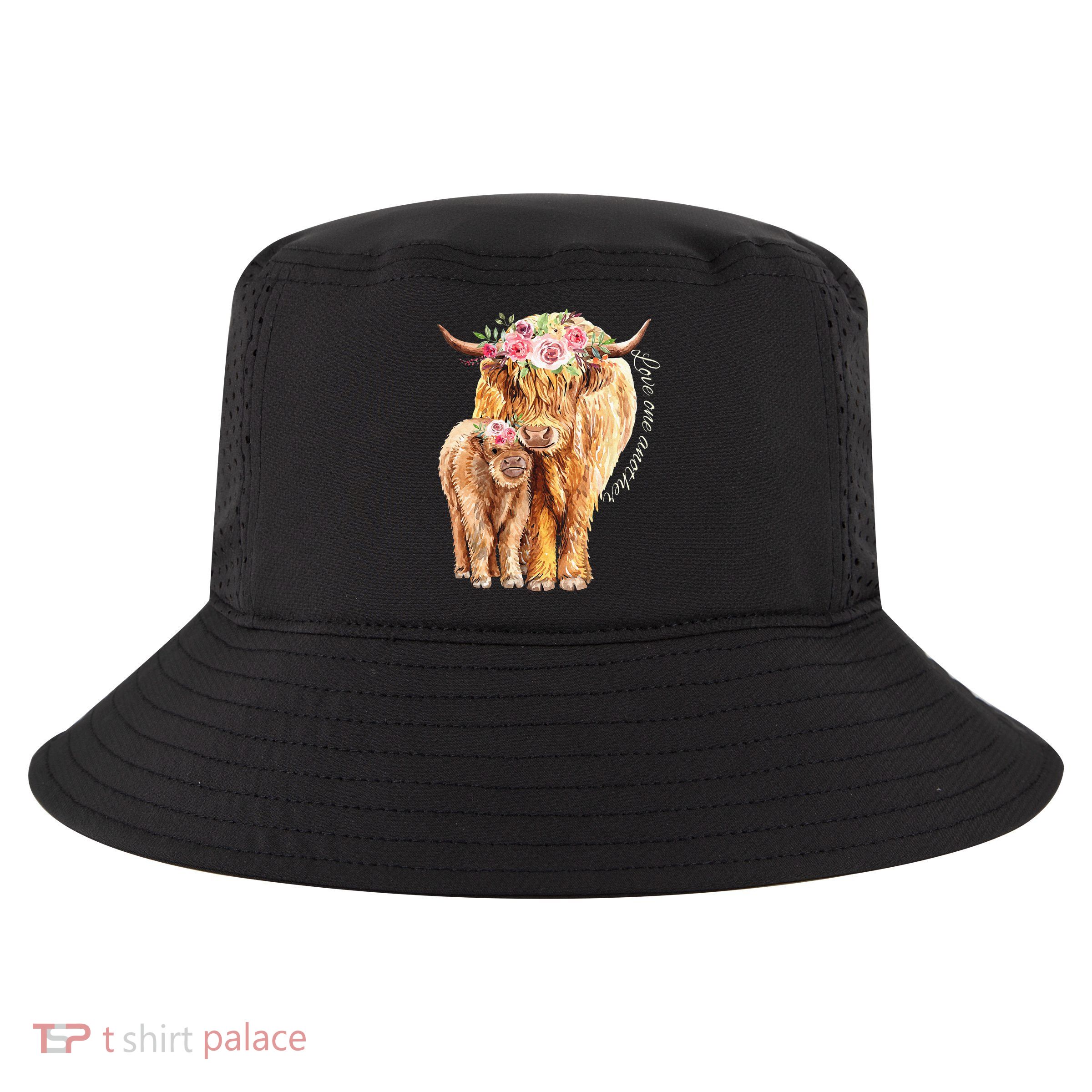 Highland Cattle Lover Cow Calf Farm Love One Another Cute Cool Comfort Performance Bucket Hat