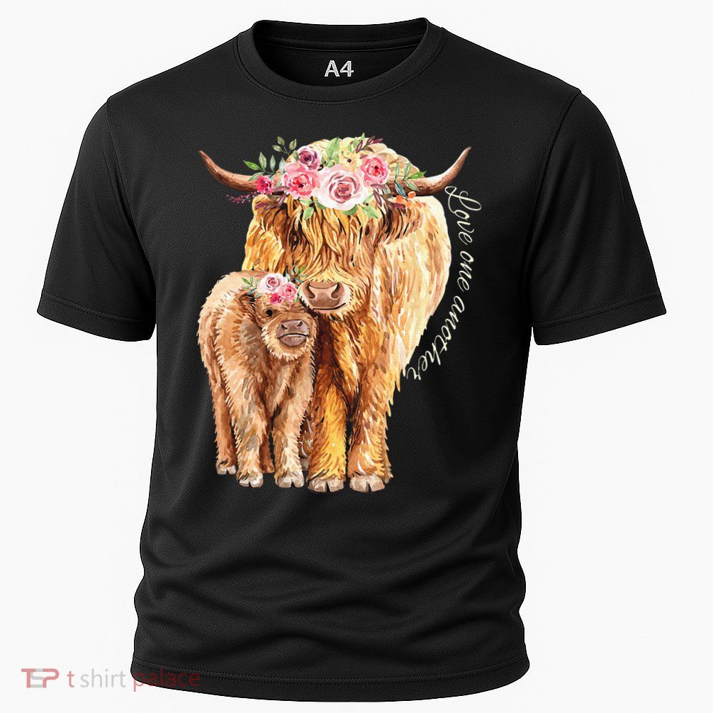 Highland Cattle Lover Cow Calf Farm Love One Another Cute Performance Shirt