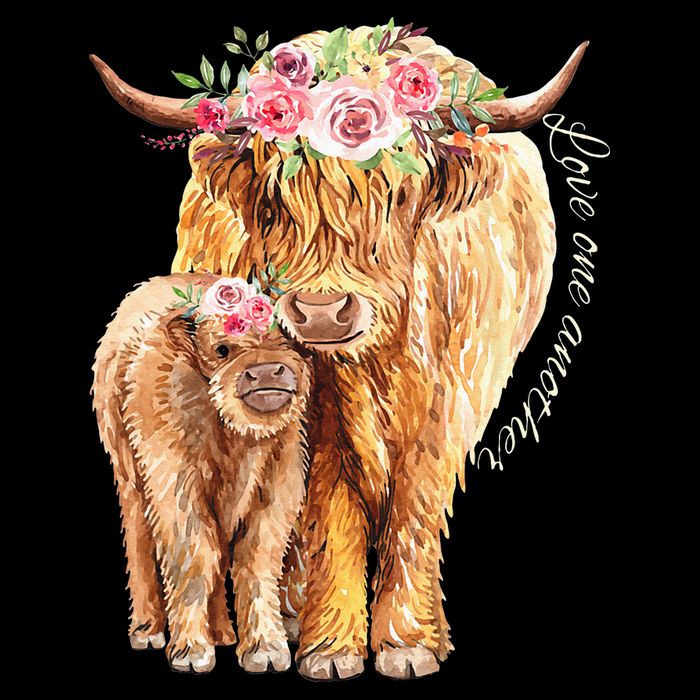 Highland Cattle Lover Cow Calf Farm Love One Another Cute Cooling Performance Crew T-Shirt