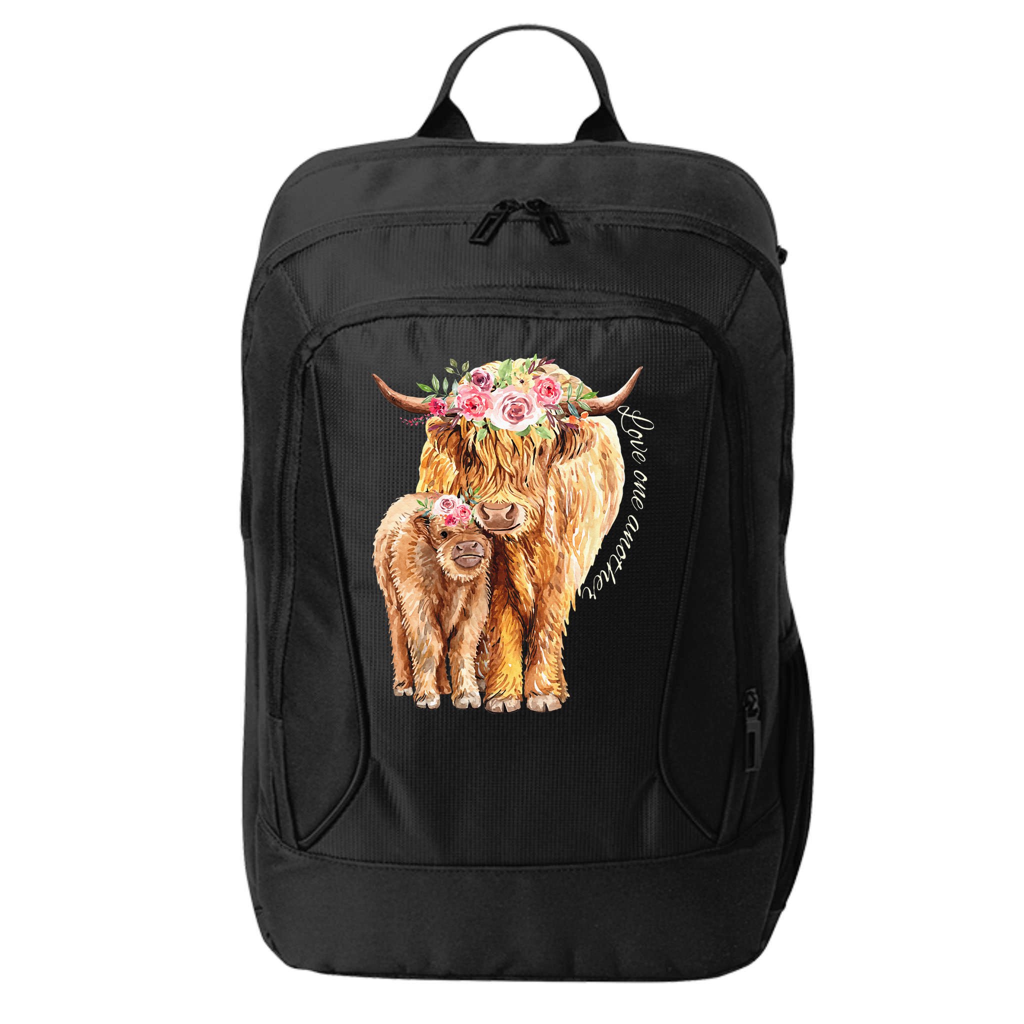 Highland Cattle Lover Cow Calf Farm Love One Another Cute City Backpack
