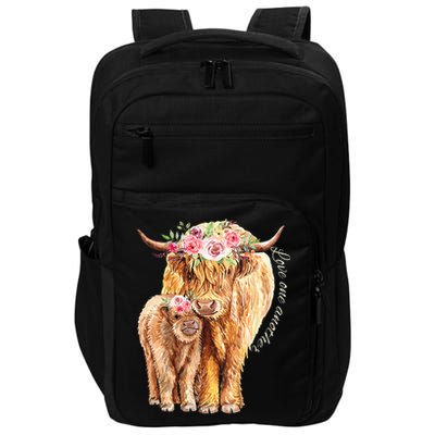 Highland Cattle Lover Cow Calf Farm Love One Another Cute Impact Tech Backpack