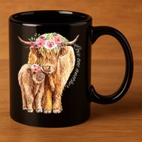 Highland Cattle Lover Cow Calf Farm Love One Another Cute 11oz C Handle Ceramic Mug
