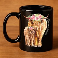 Highland Cattle Lover Cow Calf Farm Love One Another Cute 11oz C Handle Ceramic Mug
