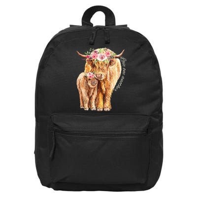 Highland Cattle Lover Cow Calf Farm Love One Another Cute 16 in Basic Backpack