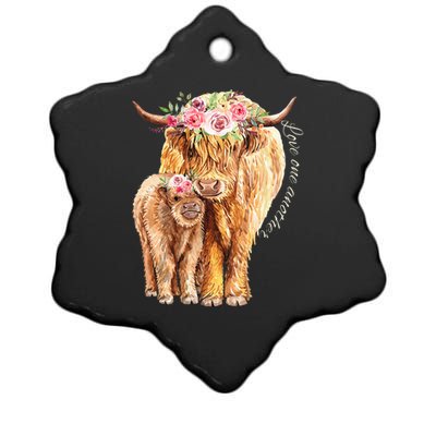 Highland Cattle Lover Cow Calf Farm Love One Another Cute Ceramic Star Ornament