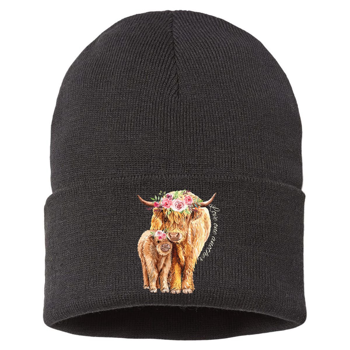 Highland Cattle Lover Cow Calf Farm Love One Another Cute Sustainable Knit Beanie
