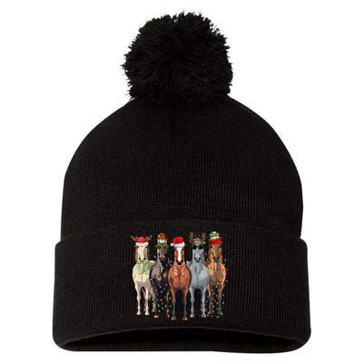 Horse Christmas Lights Holiday Season Xmas Pom Pom 12in Knit Beanie