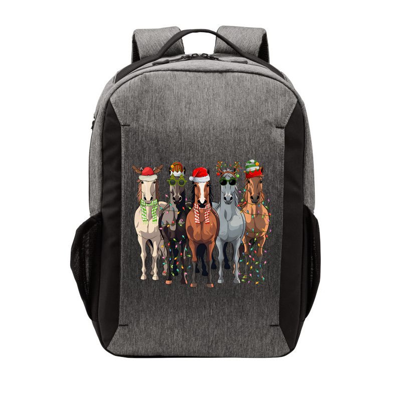 Horse Christmas Lights Holiday Season Xmas Vector Backpack