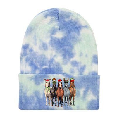 Horse Christmas Lights Holiday Season Xmas Tie Dye 12in Knit Beanie